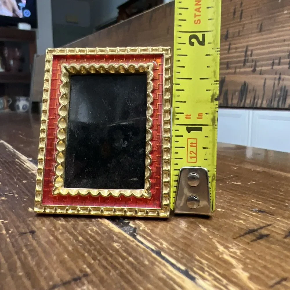 Miniature Picture Frame Gold Ruby Red 1x1.5 Fit 1.5 X2” Frame